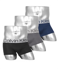 カルバンクライン Calvin Klein 【3枚セット】Sustainable Steel Micro メンズ ローライズボクサーパンツ(2.ブラックブルーセット-海外S(日本M相当))