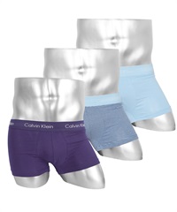 Calvin Klein カルバンクライン ワケあり 3枚セット Cotton Stretch メンズ ローライズボクサーパンツ アウトレット品【メール便】(7.ブルーSマルチセット-海外S(日本M相当))
