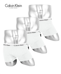 Calvin Klein カルバンクライン 3枚セット Cotton Stretch メンズ ローライズボクサーパンツ ギフト ラッピング無料(3.ホワイトセット-海外S(日本M相当))