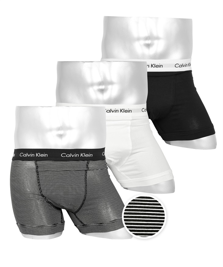カルバンクライン Calvin Klein 【3枚セット】Cotton Stretch メンズ ボクサーパンツ(14.Bボーダーセット-海外L(日本XL相当))