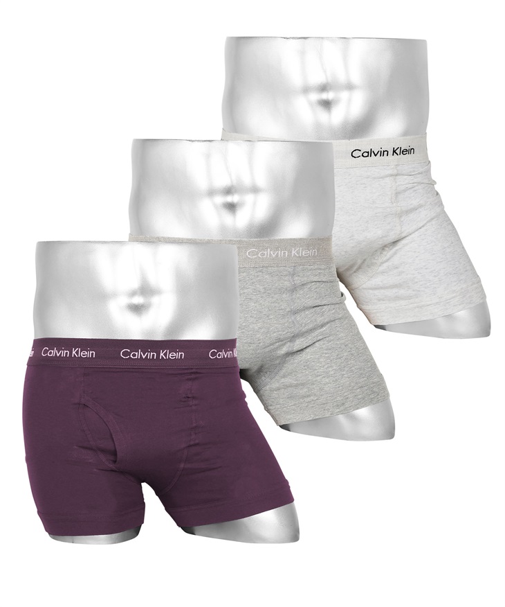 カルバンクライン Calvin Klein 【3枚セット】Cotton Stretch メンズ ボクサーパンツ(5.ローンパープルセット-海外M(日本L相当))