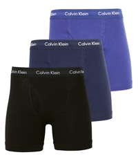 Calvin Klein カルバンクライン ワケあり【3枚セット】Cotton Stretch メンズ ロングボクサーパンツ ギフト プレゼント ラッピング無料【メール便】(2.ブラックマルチセット-海外S(日本M相当))