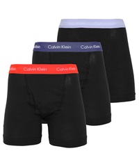 Calvin Klein カルバンクライン ワケあり【3枚セット】Cotton Stretch メンズ ロングボクサーパンツ ギフト プレゼント ラッピング無料【メール便】(4.ブラックマルチBセット-海外S(日本M相当))