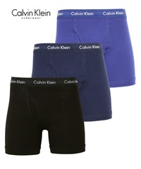 カルバンクライン Calvin Klein 【3枚セット】Cotton Stretch メンズ ロングボクサーパンツ(2.ブラックマルチセット-海外S(日本M相当))