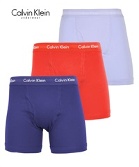 カルバンクライン Calvin Klein 【3枚セット】Cotton Stretch メンズ ロングボクサーパンツ(14.ソフトグレープセット-海外S(日本M相当))