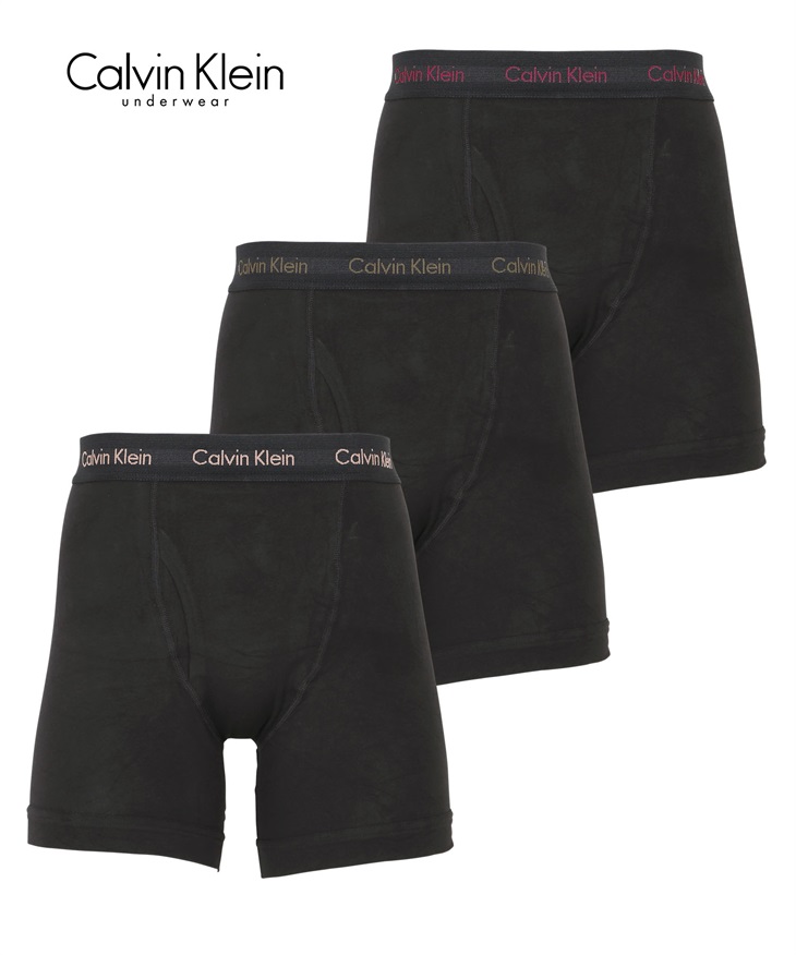 カルバンクライン Calvin Klein 【3枚セット】Cotton Stretch メンズ ロングボクサーパンツ(4.ブラックジェントルセット-海外S(日本M相当))