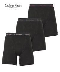 カルバンクライン Calvin Klein 【3枚セット】Cotton Stretch メンズ ロングボクサーパンツ(ブラックジェントルセット-海外S(日本M相当))