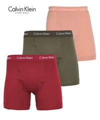 カルバンクライン Calvin Klein 【3枚セット】Cotton Stretch メンズ ロングボクサーパンツ(6.レッドカーペットセット-海外S(日本M相当))