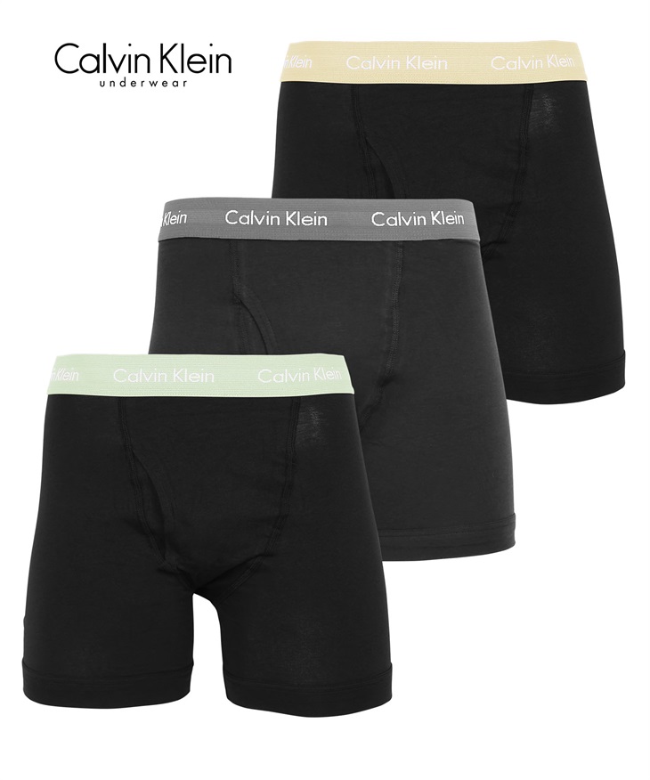 カルバンクライン Calvin Klein 【3枚セット】Cotton Stretch メンズ ロングボクサーパンツ(10.ブラックドラゴンセット-海外M(日本L相当))