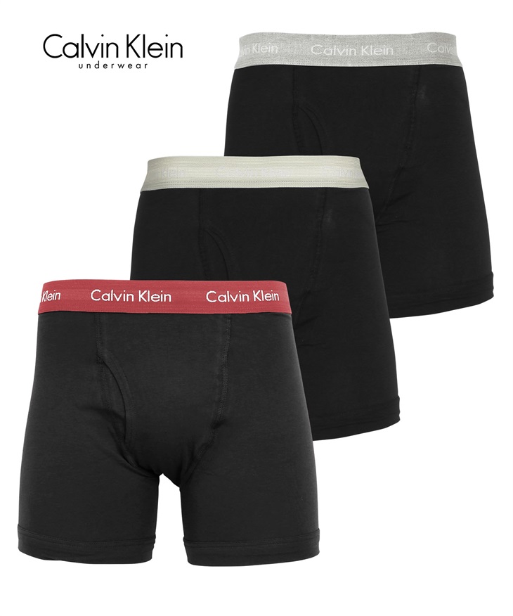 カルバンクライン Calvin Klein 【3枚セット】Cotton Stretch メンズ ロングボクサーパンツ(8.ブラックラズベリーセット-海外XL(日本XXL相当))