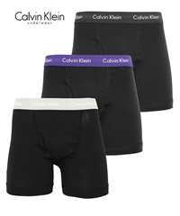 カルバンクライン Calvin Klein 【3枚セット】Cotton Stretch メンズ ロングボクサーパンツ(ブラックファントムセット-海外S(日本M相当))