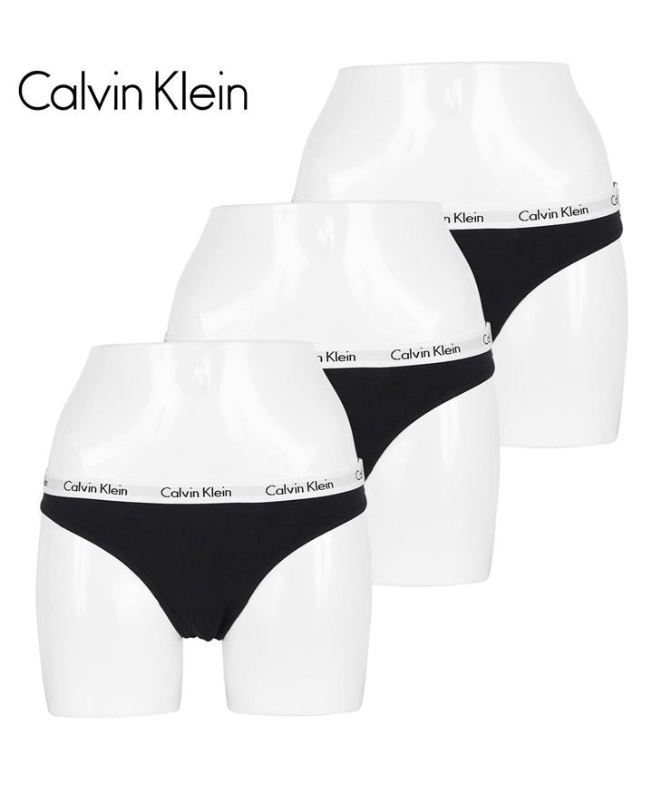 カルバンクライン Calvin Klein 【3枚セット】CAROUSEL レディース Tバック(ブラックWセット-海外XS(日本S相当))