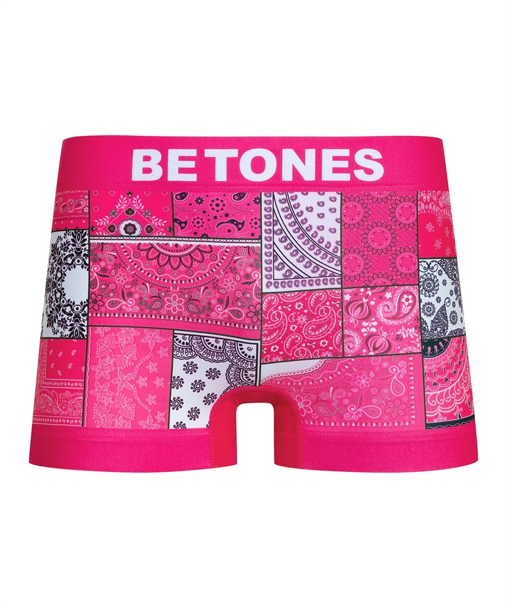 ビトーンズ BETONES BETONES メンズ ボクサーパンツ ギフト ラッピング無料 フリーサイズ 速乾 プリント シームレス 立体成型 蒸れない おしゃれ 花柄(6.BANDANA(ピンク)-フリーサイズ)
