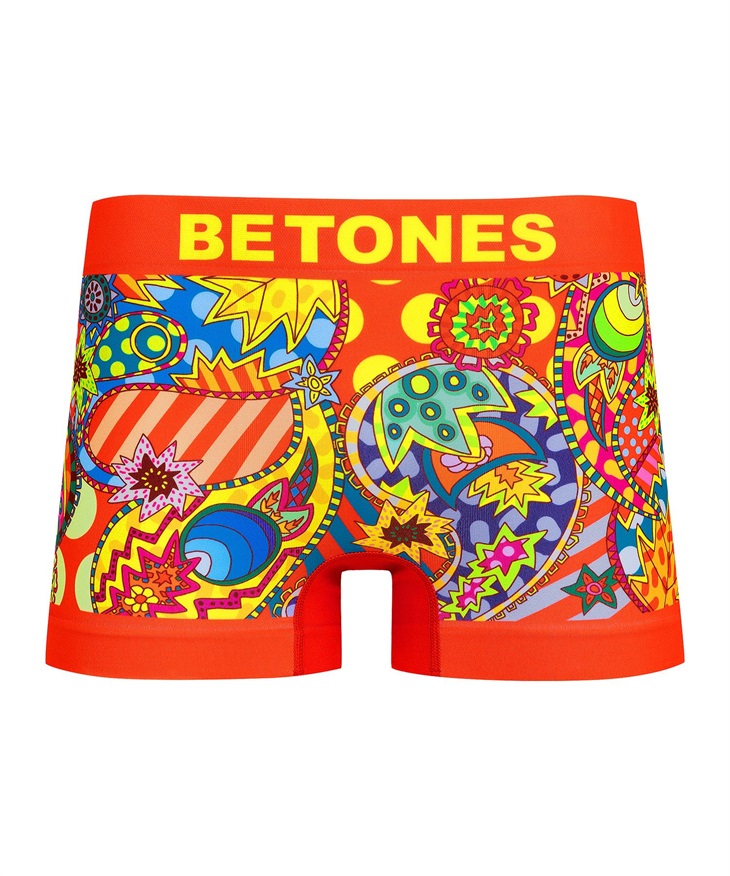 ビトーンズ BETONES BETONES メンズ ボクサーパンツ フリーサイズ 速乾 プリント シームレス 立体成型 蒸れない ドット フラワー 花柄 バンダナ柄(14.CANDYCANDY(レッド)-フリーサイズ)