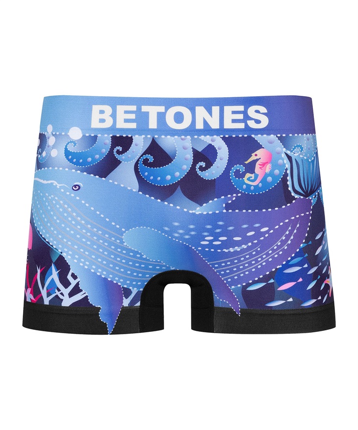 ビトーンズ BETONES BETONES メンズ ボクサーパンツ フリーサイズ 速乾 プリント シームレス 立体成型 蒸れない ドット フラワー 花柄 バンダナ柄(11.CODA(ブルー)-フリーサイズ)