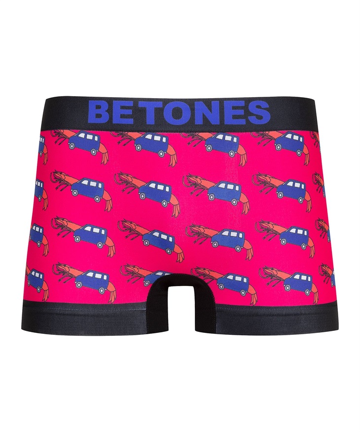 ビトーンズ BETONES BETONES メンズ ボクサーパンツ フリーサイズ 速乾 プリント シームレス 立体成型 蒸れない ドット フラワー 花柄 バンダナ柄(8.KURUMAEBI(ピンク)-フリーサイズ)