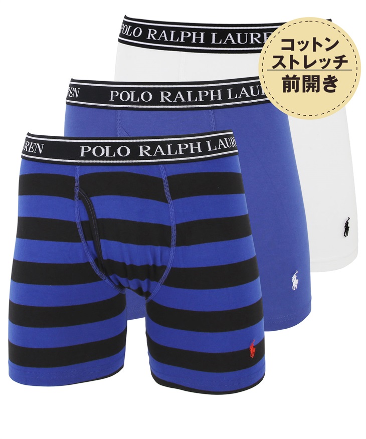 ポロ ラルフローレン POLO RALPH LAUREN 【3枚セット】CLASSIC FIT メンズ ロングボクサーパンツ(19.ブルーボーダーセット-海外L(日本XL相当))