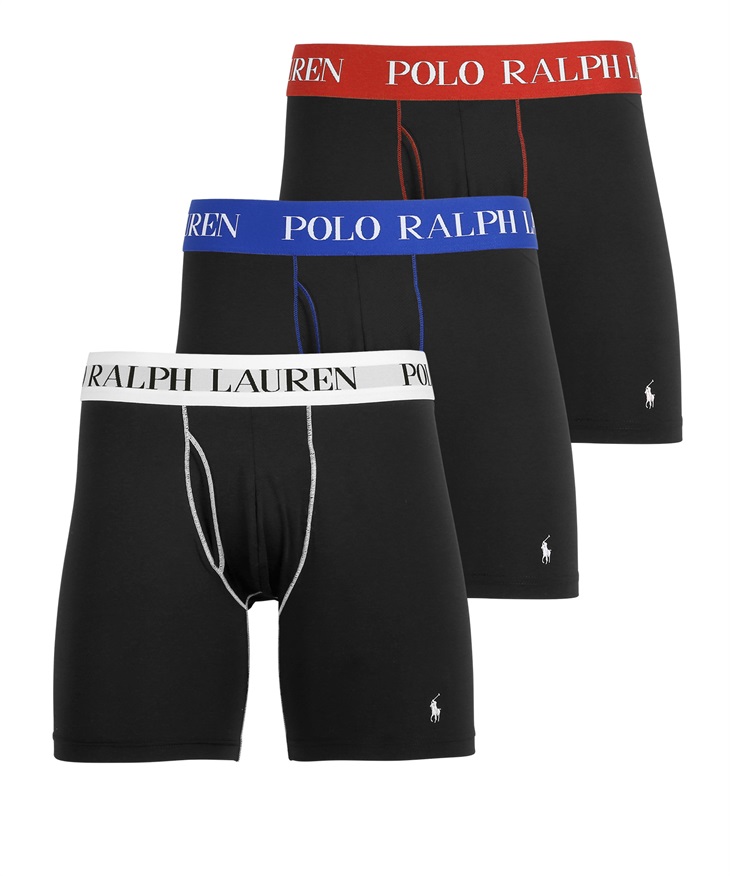 ポロ ラルフローレン POLO RALPH LAUREN 【3枚セット】CLASSIC FIT メンズ ロングボクサーパンツ(3.マルチブラックBセット-海外L(日本XL相当))