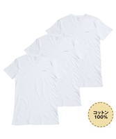 DIESEL ディーゼル 3枚セット Essentials メンズ 半袖 Tシャツ ギフト プレゼント 男性 ラッピング無料(14.Vホワイトセット-海外XS(日本S相当))