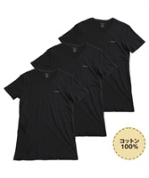 DIESEL ディーゼル 3枚セット Essentials メンズ 半袖 Tシャツ ギフト プレゼント 男性 ラッピング無料(13.Vブラックセット-海外XS(日本S相当))