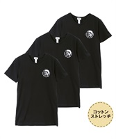 DIESEL ディーゼル 3枚セット Essentials メンズ 半袖 Tシャツ ギフト プレゼント 男性 ラッピング無料(1.CTブラックセット-海外XS(日本S相当))