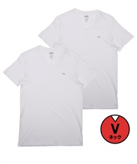 ディーゼル DIESEL 【2枚セット】UMTEE-MICHAEL-TUBE メンズ Vネック 半袖 Tシャツ 綿100 コットン かっこいい おしゃれ ロゴ ワンポイント 無地(5.ホワイトセット-海外XS(日本S相当))