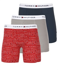 TOMMY HILFIGER トミー ヒルフィガー 3枚セット Cotton Classics メンズ ロングボクサーパンツ ギフト プレゼント 男性下着 ラッピング無料(7.ターナプセット-海外S(日本M相当))