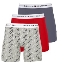 TOMMY HILFIGER トミー ヒルフィガー 3枚セット Cotton Classics メンズ ロングボクサーパンツ ギフト プレゼント 男性下着 ラッピング無料(10.カーボンマルチセット-海外S(日本M相当))
