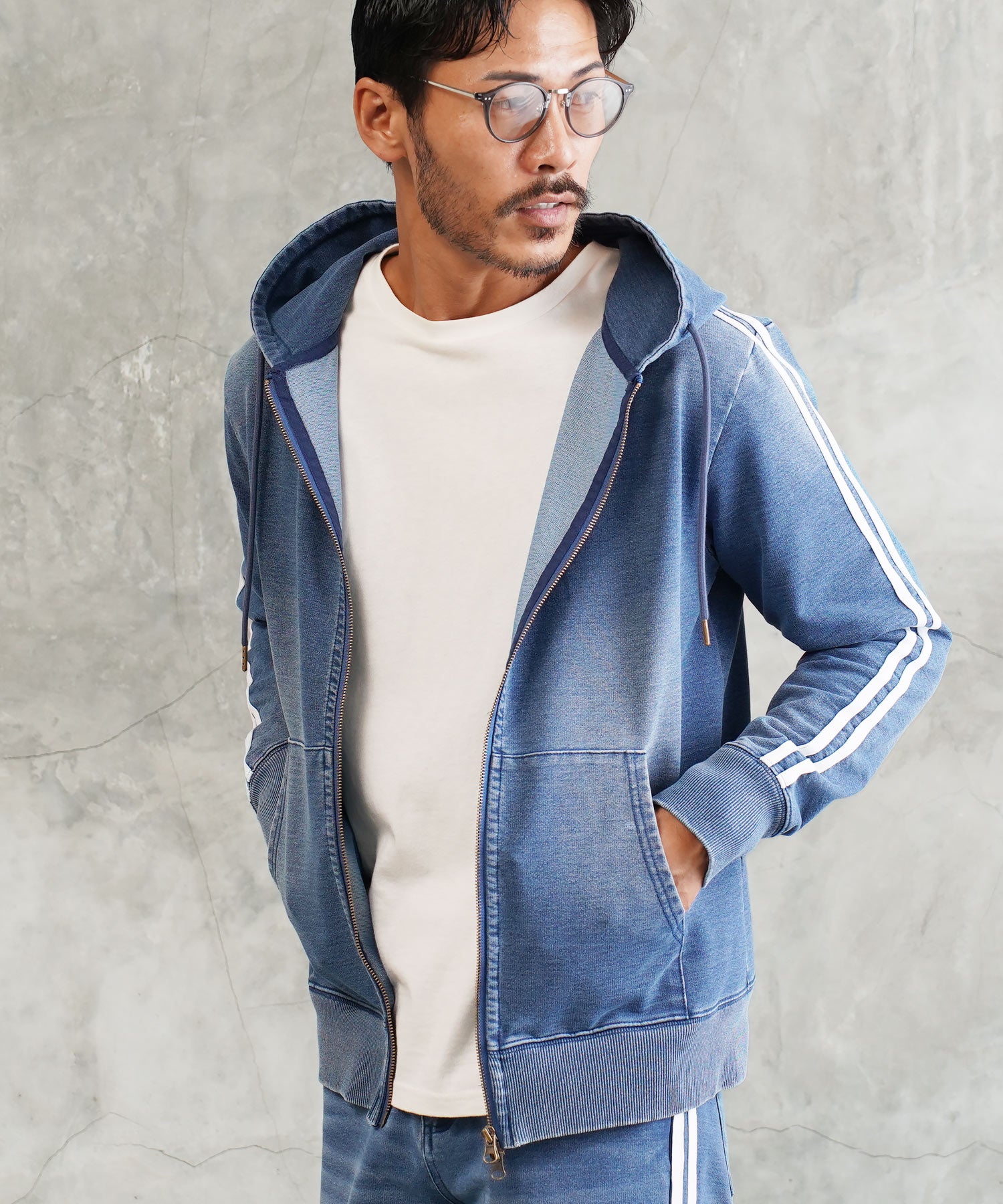 COOLATIQUES  Gジャン　デニムスゥエットフーディー　パーカー F-REGGY-HOOD-DIV WOMEN: デニムディヴィジョンパーカー