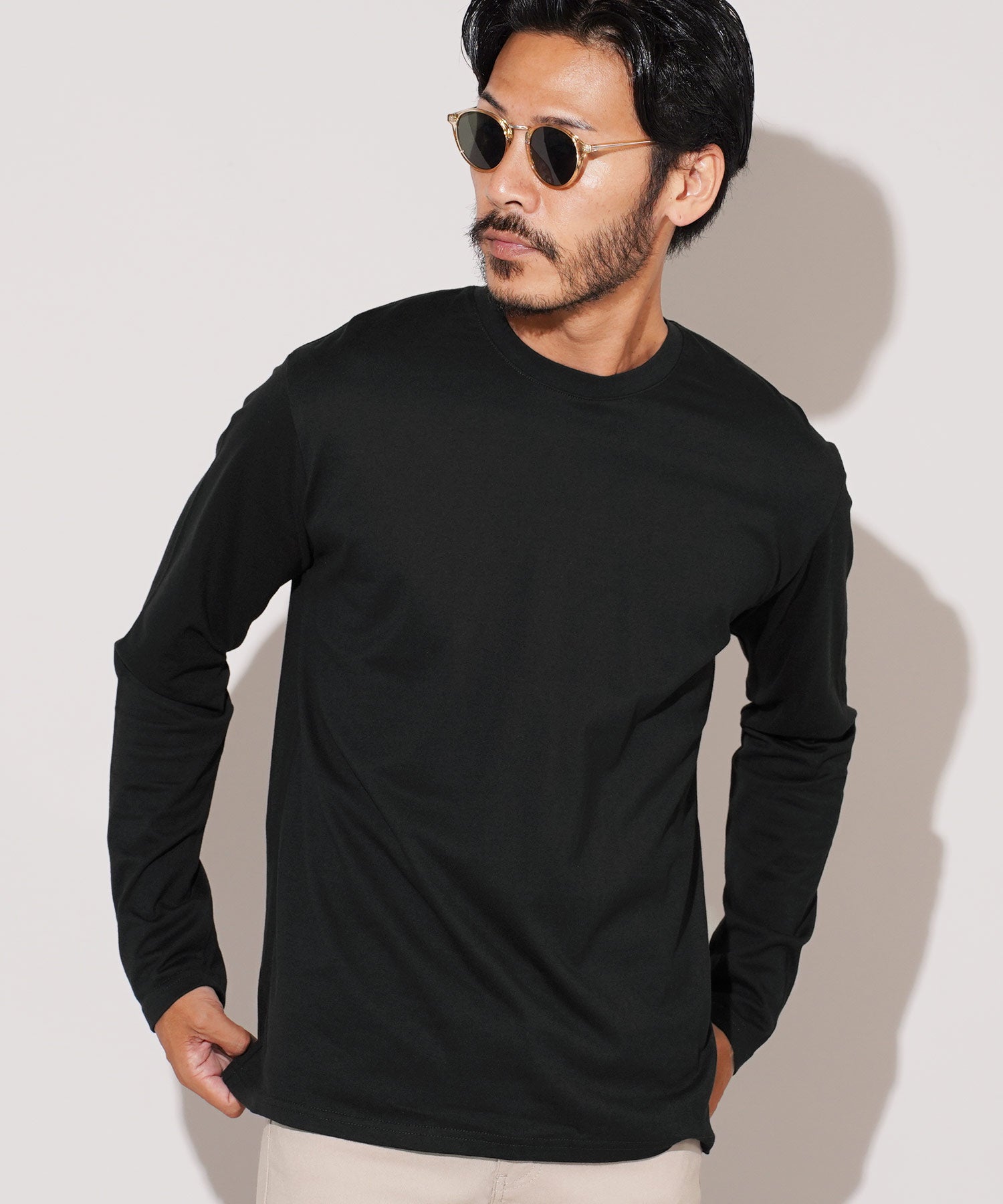 メンズ ロングTシャツ 長袖カットソー センターライン トップス 