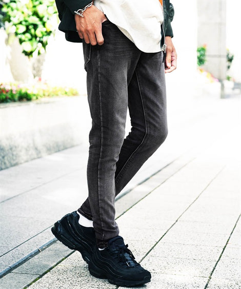 裏起毛スキニーデニムブラックの画像