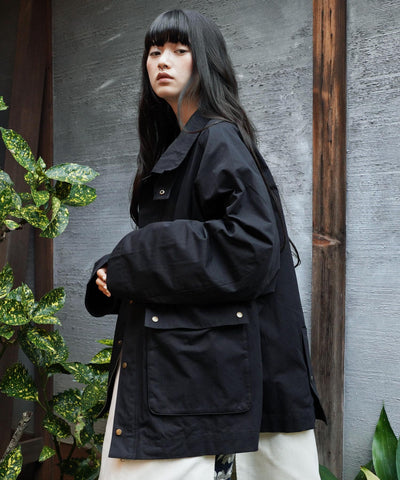 オーバーサイズ ミドル丈 スタンドカラー ラグランスリーブ ハンティングジャケット OUTLET SALE 214512
