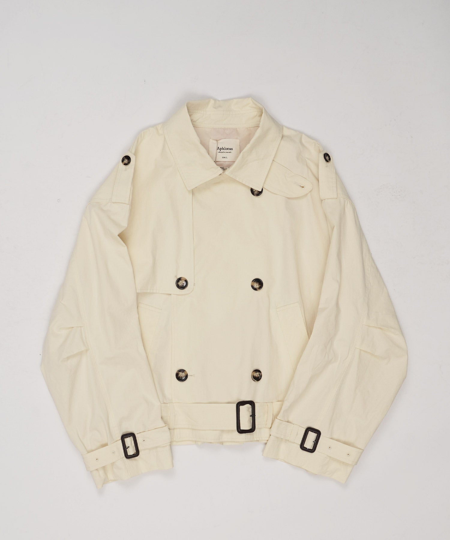 クロップド丈スタンドカラーミリタリートレンチコート エクリュ