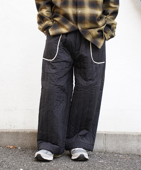 ストライプキルティング アウトポケット セミワイドパンツ