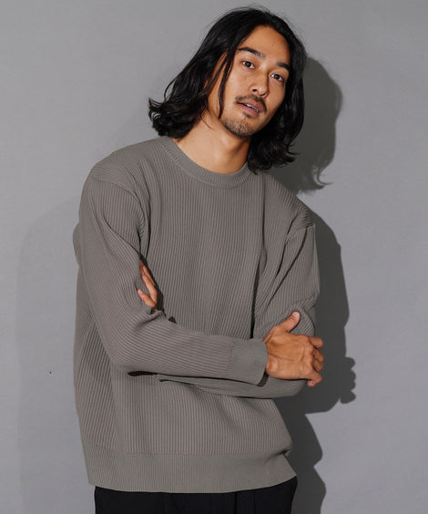 洗えるワッフルニット グレージュの画像