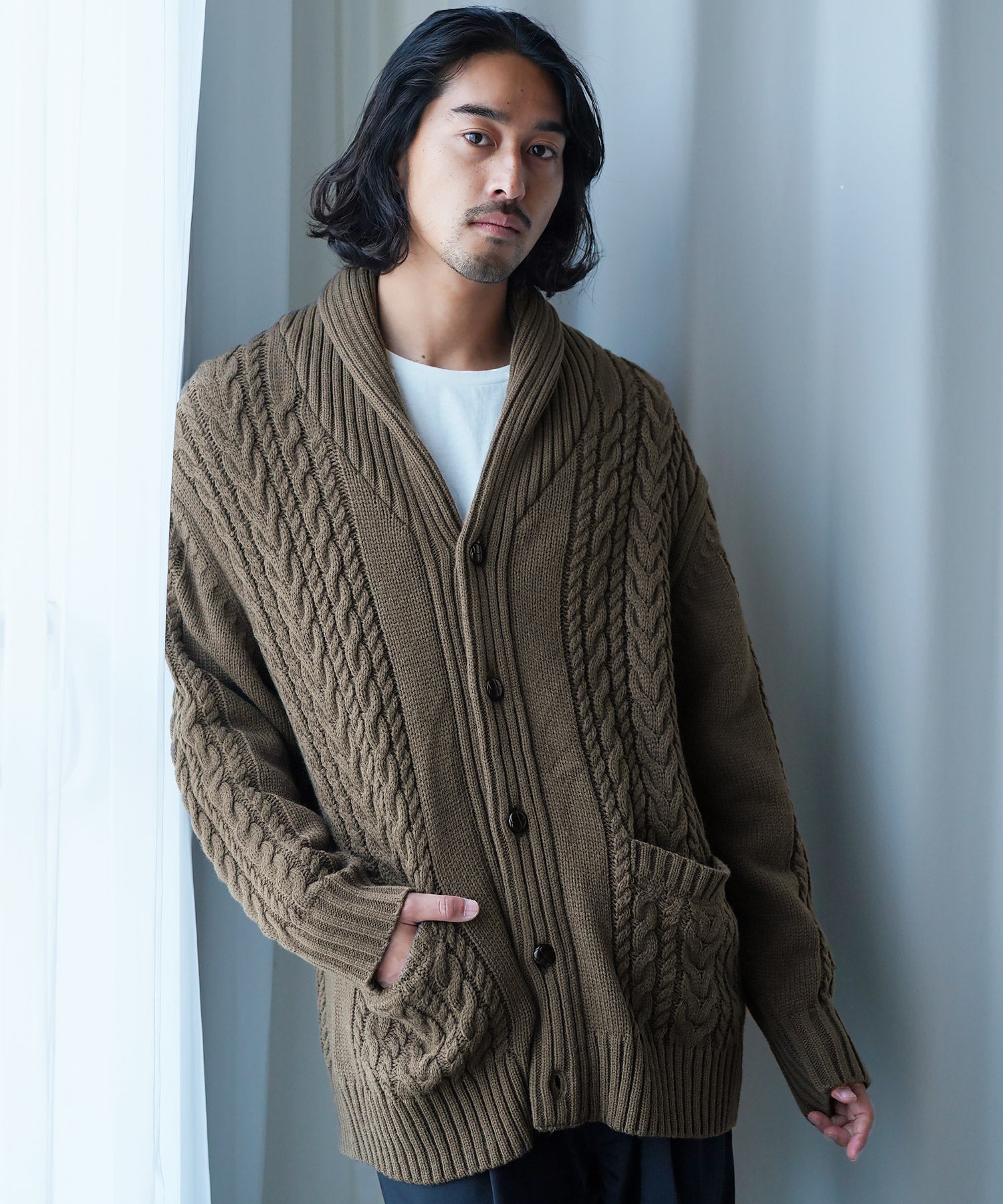 リミフゥ　ボレロ　カーディガン　ポンチョ　ニット　ウール　グレー　コート　S カーディガン/ポンチョニットセット NS-253 – ATELIER N'S