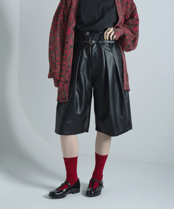 バギーフレア ハーフパンツ【フェイクレザー・ゴブラン】