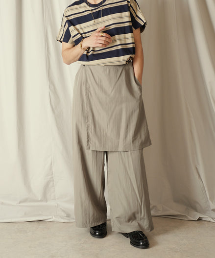 アシンメトリー レイヤード デザイン ワイドパンツ