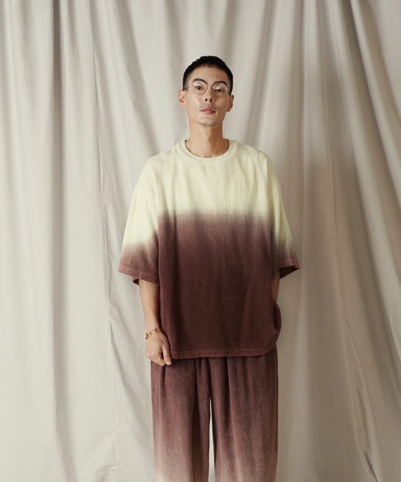 グラデーション ダイ H/S パイル クルーネック Tシャツ/カットソー