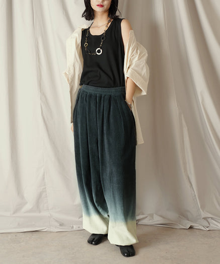 グラデーション ダイ フルレングス パイル イージー テーパードパンツ