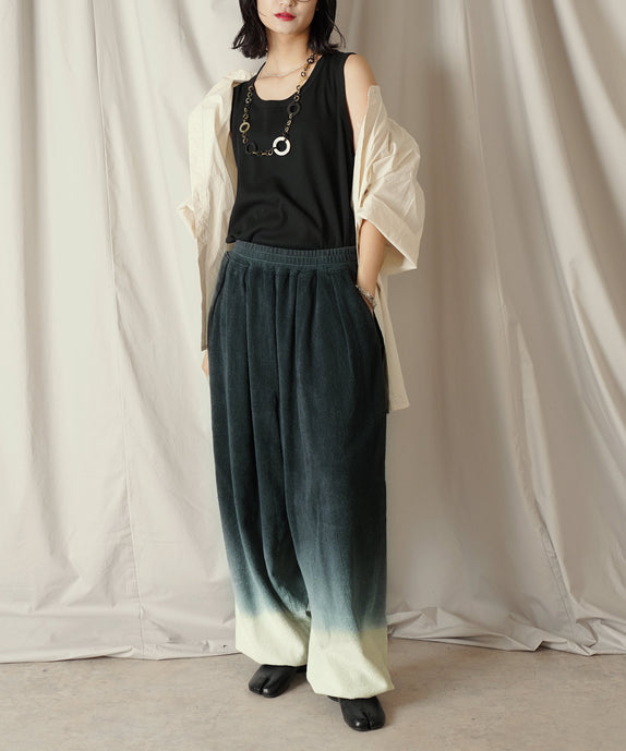 グラデーション ダイ フルレングス パイル イージー テーパードパンツ