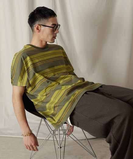 クルーネック BOXシルエット クラシック マルチボーダー カットソー