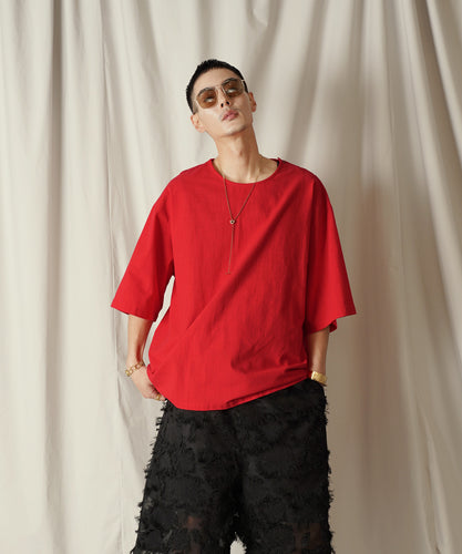 クルーネック H/S リネンミックス プルオーバー