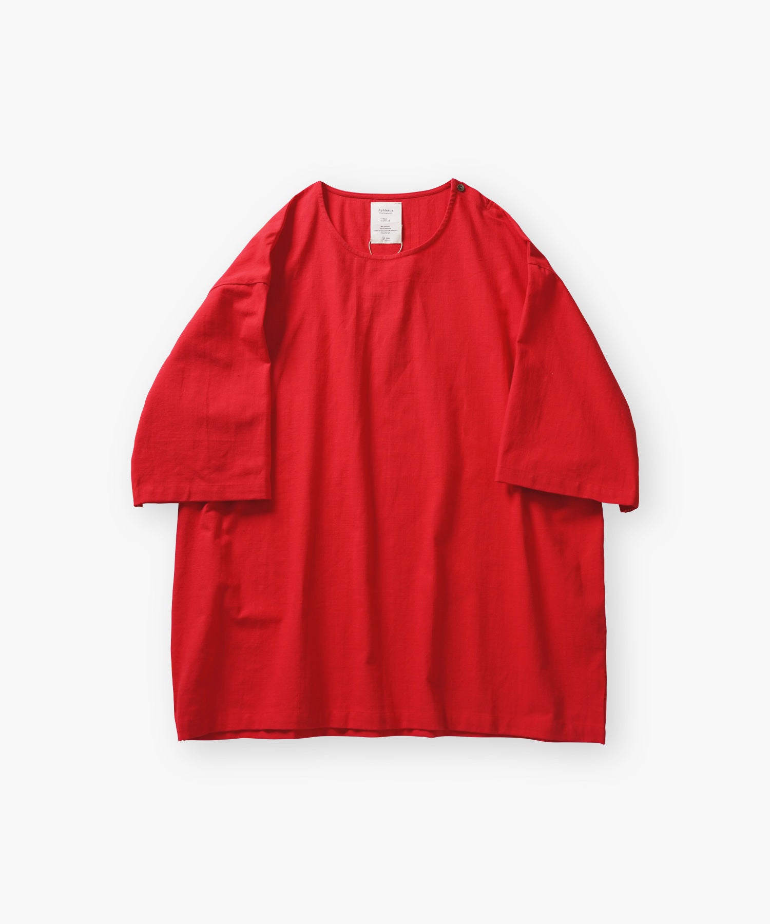 クルーネック H/S リネンミックス プルオーバー レッド