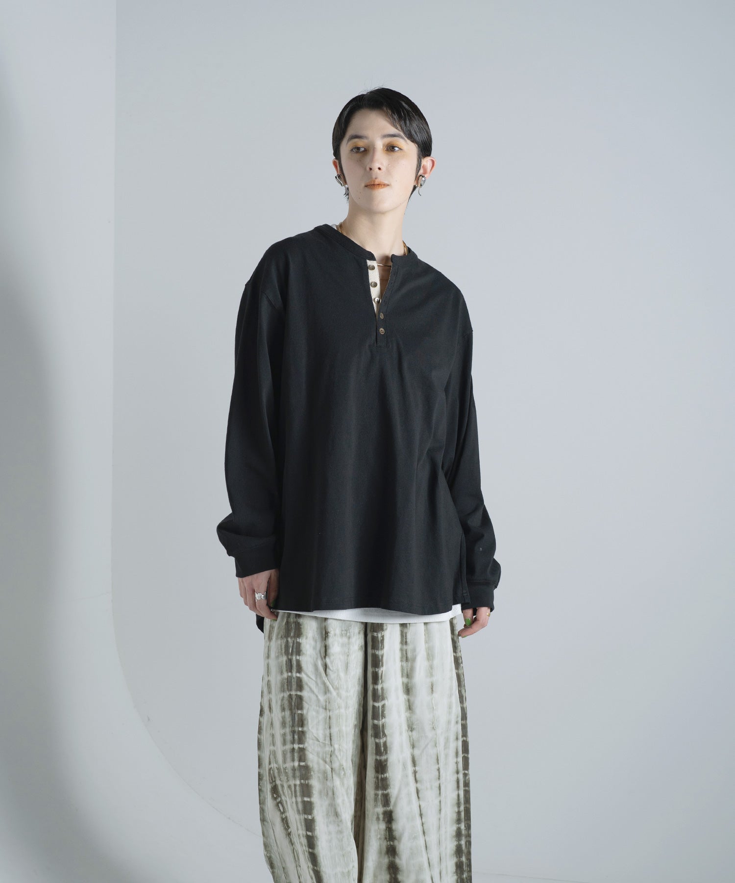 TOUGH AGE」ワッフルクルーネックロンT メンズ(S 濃色