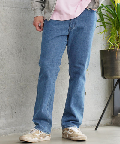 ライトオンスデニムストレートパンツ | ジーンズ Gパン ストレート メンズファッション 20代 30代 40代 ズボン インディゴ ブラック 黒 イージー ゆったり 穿きやすい ライトオンス ウエスト ゴム