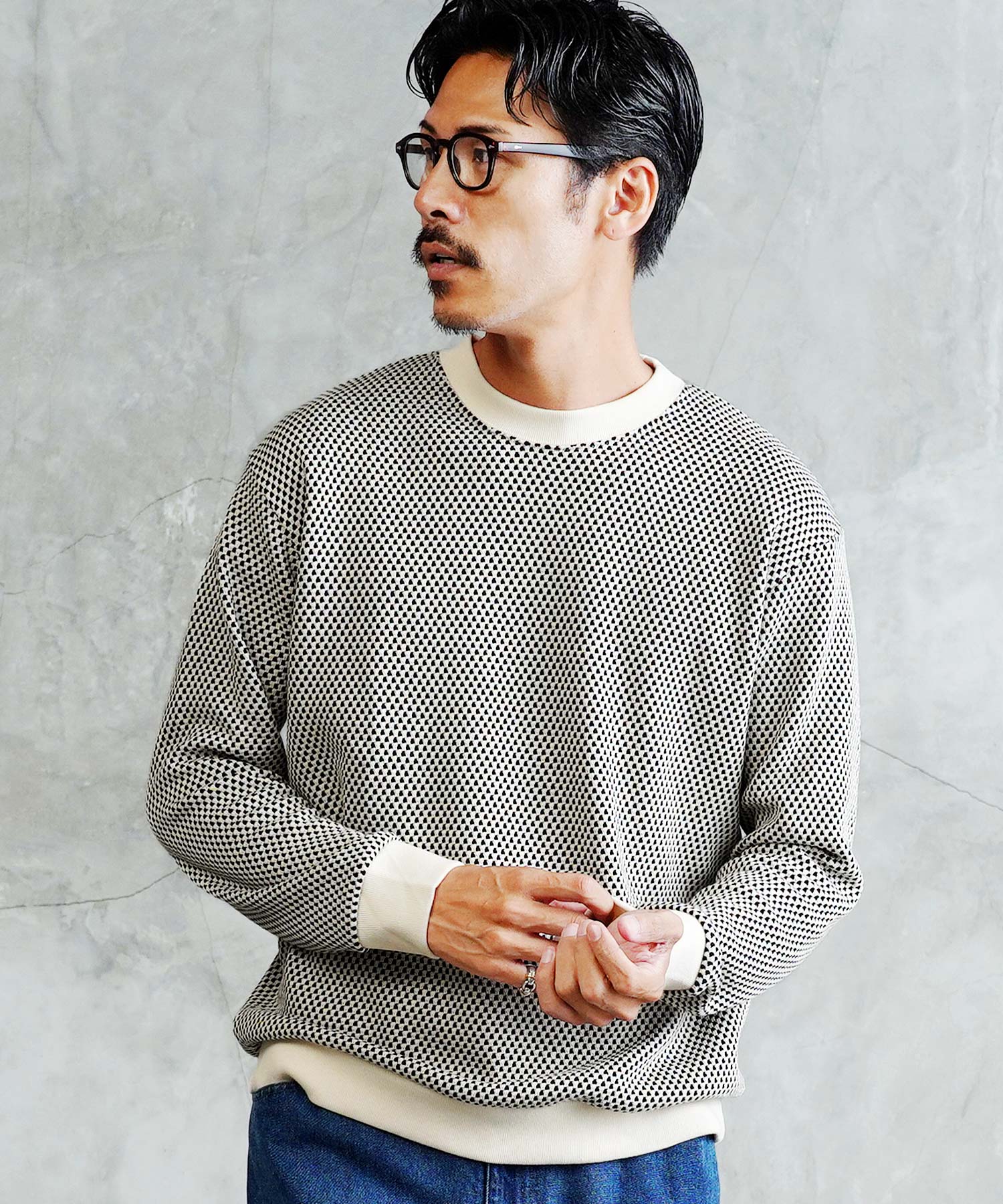 【新品・タグ付き】BANDEL メンズ クルーネックニット バイカラー 黒白 L バイカラーワッフルクルーネックロンT – TOPFLOOR