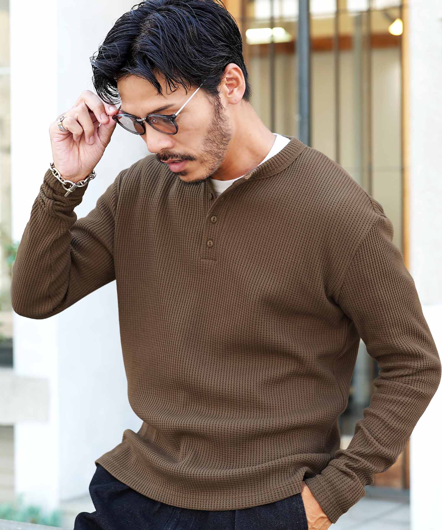 ワッフルサーマルロンT ヘンリーネック – TOPFLOOR