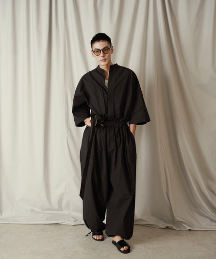 スタンドカラー ウエストゴム 共ベルト付き HS ミリタリージャンプスーツ