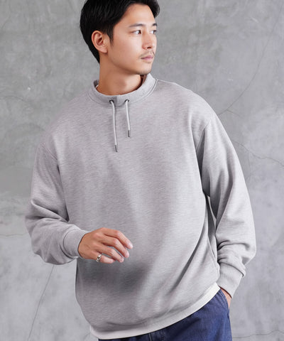 裏毛 裾ドローコードスタンドネックスウェット | スタンドカラー 裾ドローコード スウェット 長袖